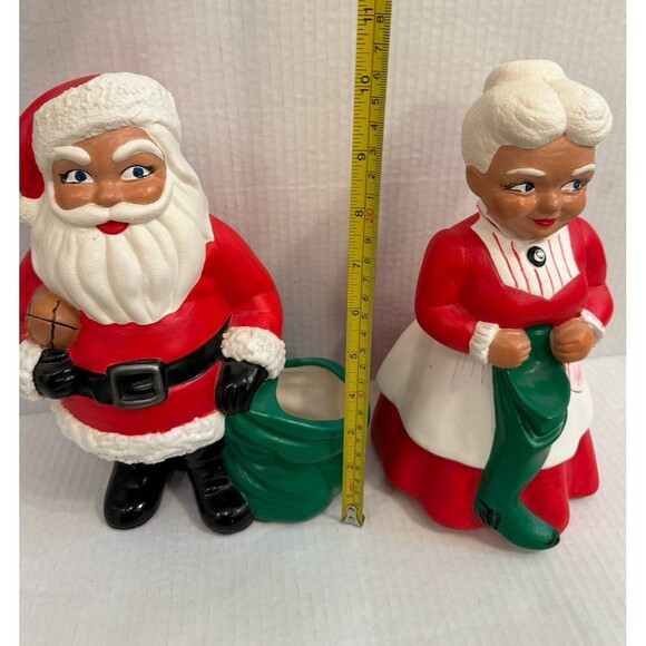 Mr and Mrs Santa Claus 1970's Ceramic Mold Figures 10” Handmade Vintage - Picture 4 of 11